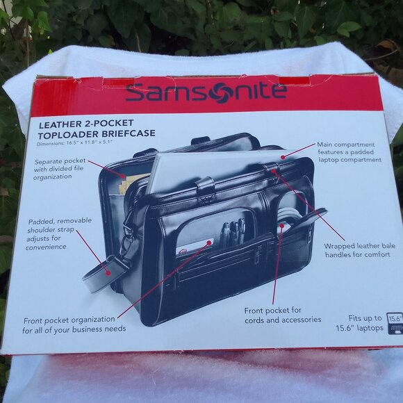 Bundle Samsonite leather 2-pocket toploader briefcase&2 sunglasses brand new